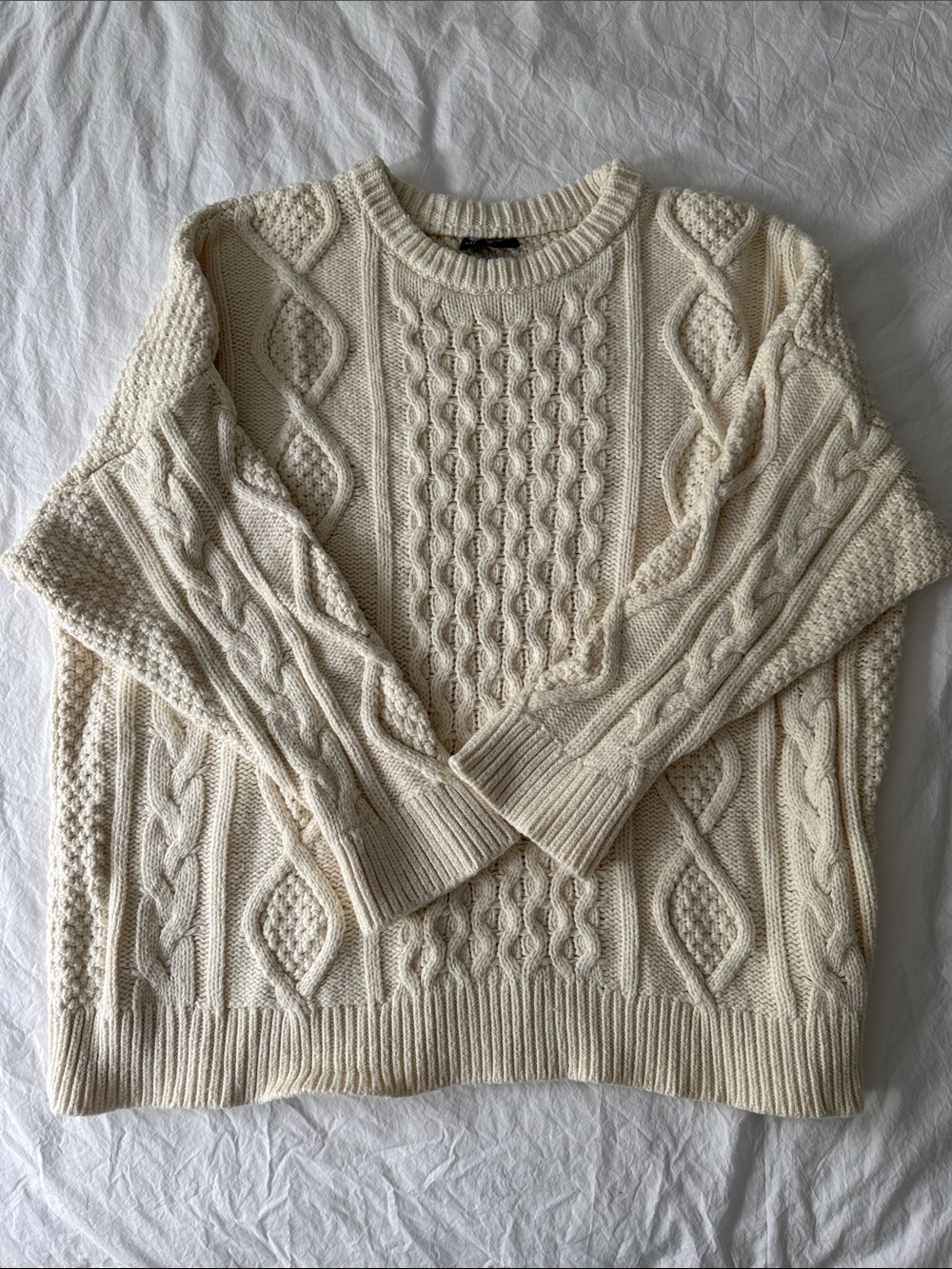 GAP Cream Cotton Blend Cable Knit Sweater